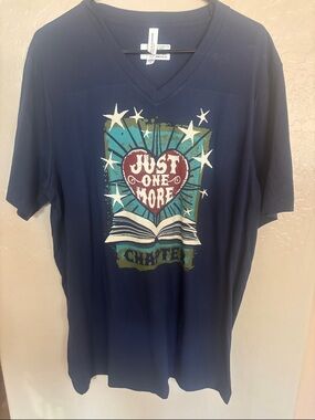Just One More Chapter Navy Graphic V-Neck T-Shirt